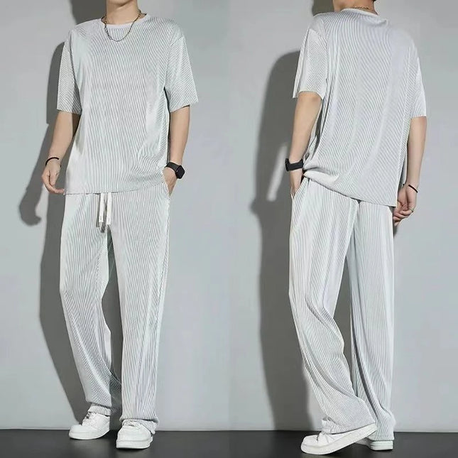 Men's Two-Piece Thin Casual T-Shirt & Drawstring Sweatpants Set