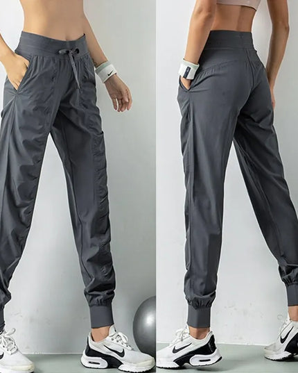 Women's Drawstring Joggers - Quick Dry Athletic Pants with Side Pockets