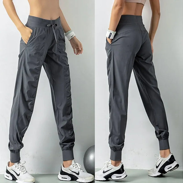 Women's Drawstring Joggers - Quick Dry Athletic Pants with Side Pockets