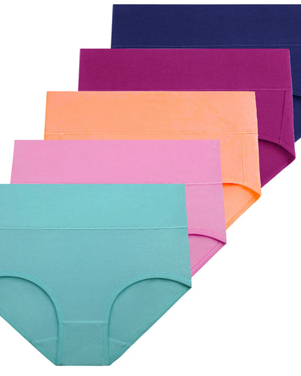 5-Piece Women's Breathable Cotton High-Cut Belly Control Panties