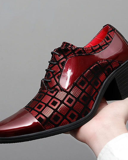 Luxury Men's High Heel Faux Leather Elevator Shoes