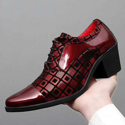 Luxury Men's High Heel Faux Leather Elevator Shoes