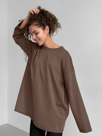 Women's Oversized Cotton Pullover Sweater - Soft, Cozy, and Stylish for Every Season