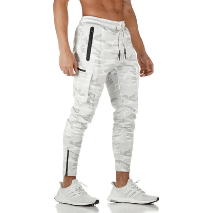 Men's Slim Fit Camouflage Sweatpants with Drawstring and Side Pockets