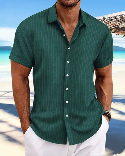 Men's Vertical Jacquard Short Sleeve Button-Down Shirt