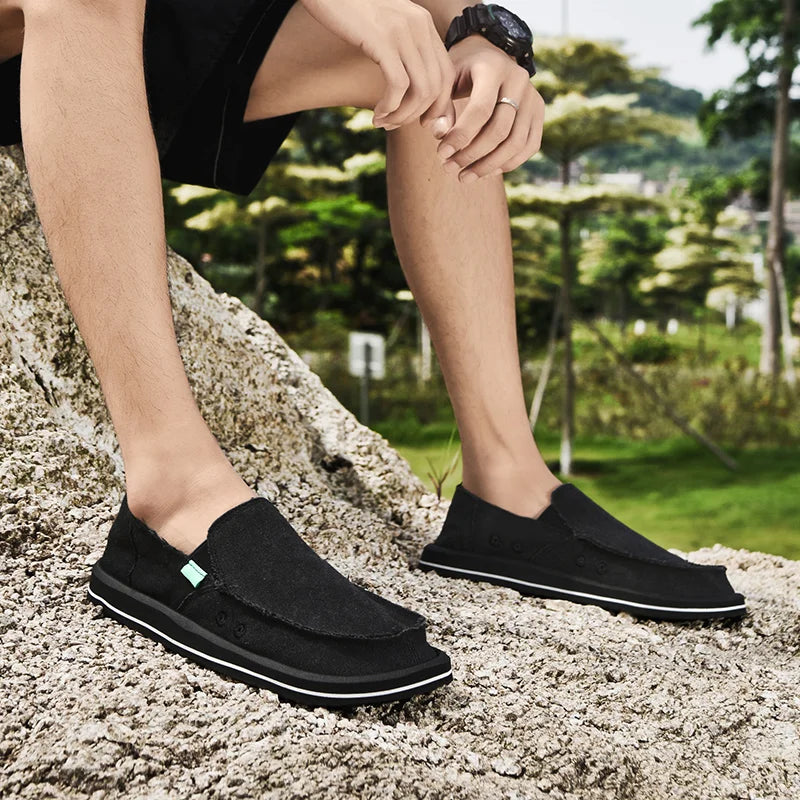 Men's Canvas Casual Sneakers & Loafers – Breathable Low-Top Shoes