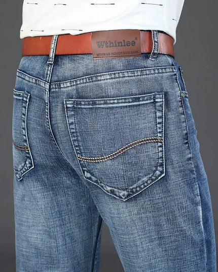 Men's Casual Straight Fit Stretch Denim Jeans - Various Colors