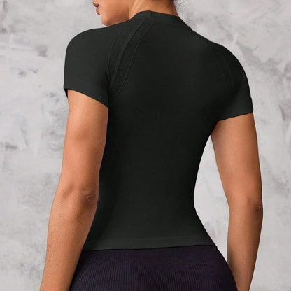 Women's Short-Sleeve Sports Top with Breathable, Quick-Drying Fabric