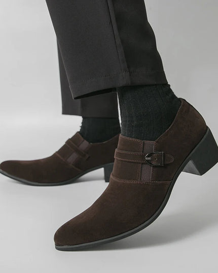 Men's Faux Suede Pointed Toe Height-Enhancing Shoes
