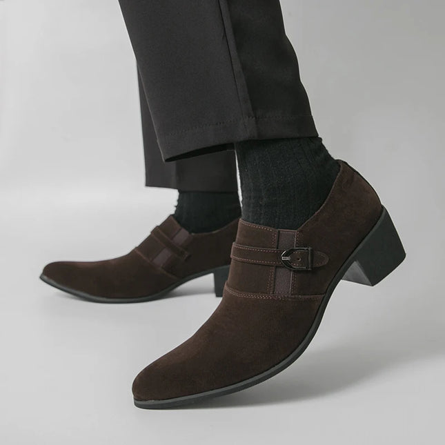 Men's Faux Suede Pointed Toe Height-Enhancing Shoes