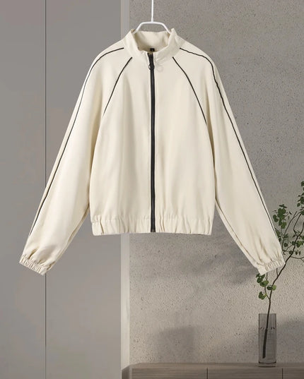 Women's Two-Piece Striped Zipper Jacket and Pants Set