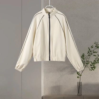 Women's Two-Piece Striped Zipper Jacket and Pants Set