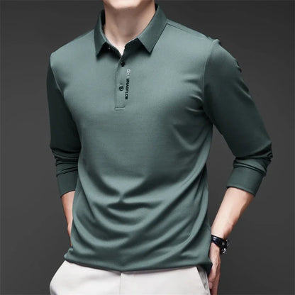 Men's Breathable Casual Long Sleeve Polo Shirt