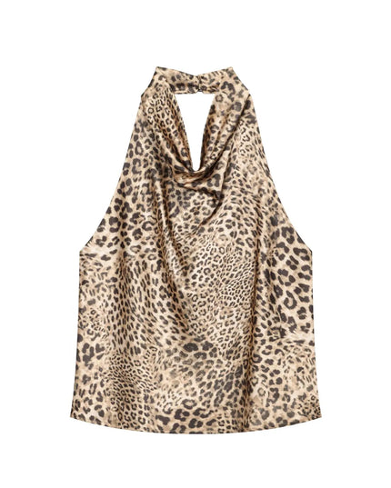 Satin Women's Halter Backless Sleeveless Blouse