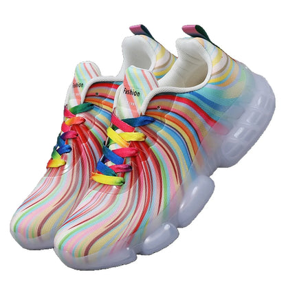 Women's Rainbow Stripe Casual Sneakers