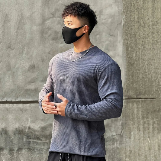 Men's Long Sleeve Slim Fit Striped Sweater