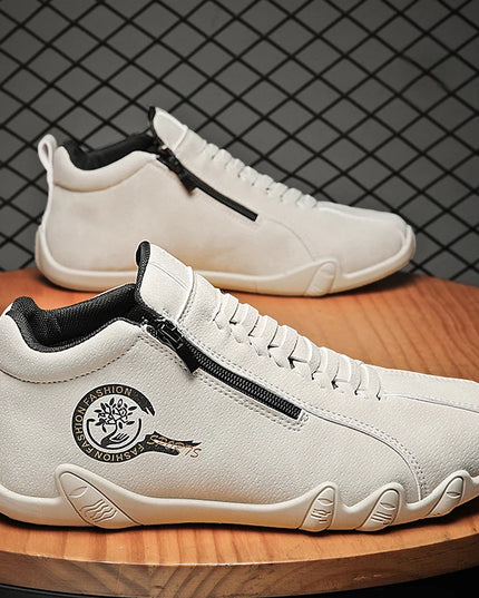 Men's Casual Flat Bottom Sneakers with Side Zipper – Stylish & Comfortable Men's Sneakers