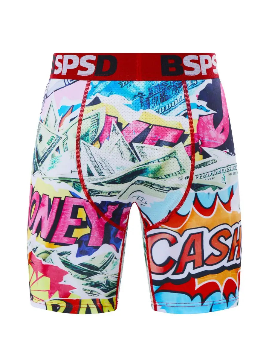 Men's Breathable Graffiti Print Boxer Briefs