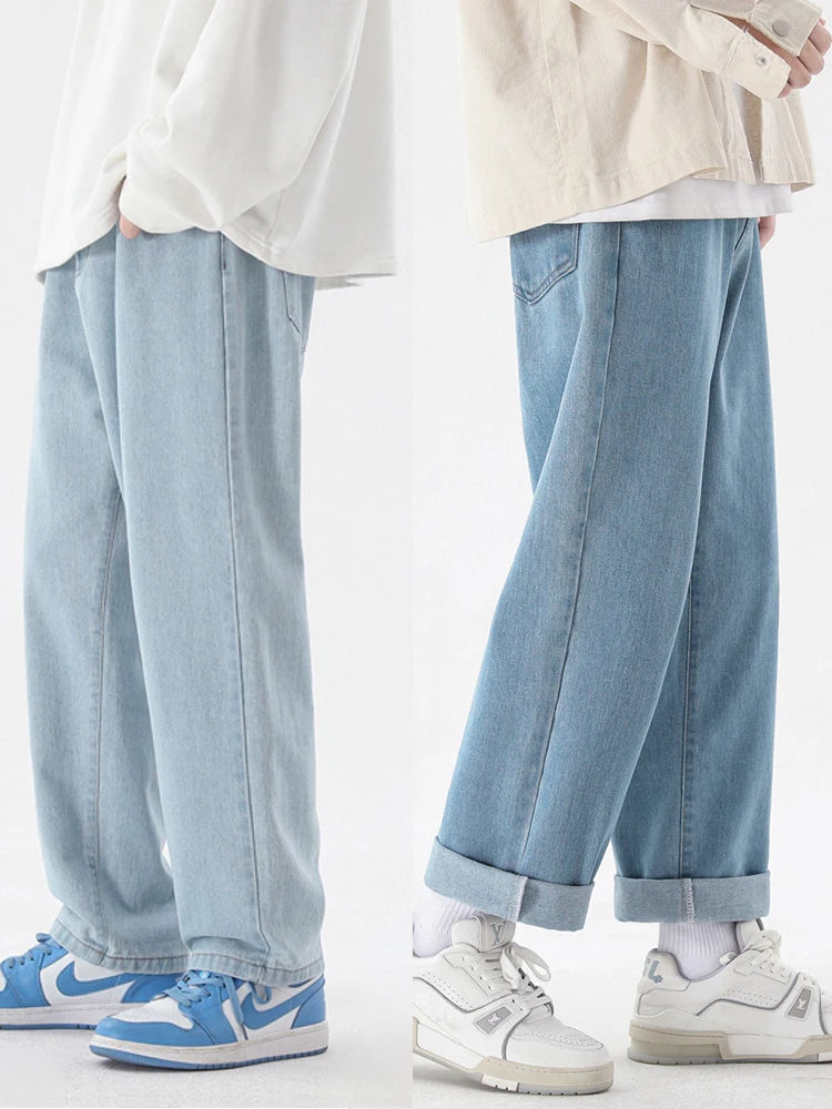 Korean Style Men's Casual Ankle-Length Straight Denim Jeans