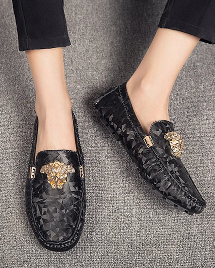 Men's Faux Leather Loafers - Slip-On Flat Dress Shoes for Men