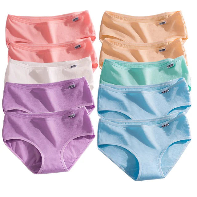 10 Piece Women's Cotton Seamless Boxer Briefs - Comfortable Breathable Underwear for Women