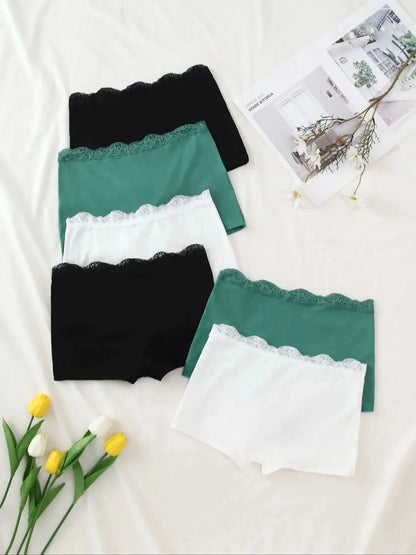 6-Piece Lace Waistline Hip-Hugging Women's Quadrangle Underwear