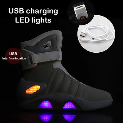 USB Rechargeable Glowing Men's High Top Sneakers – LED Light-Up Athletic Shoes for Men