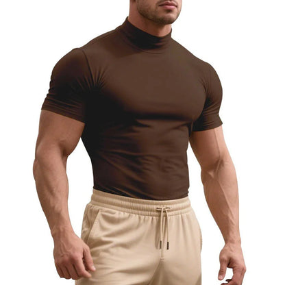 Men's Quick-Dry Half High Collar Short Sleeve Breathable Slim T-Shirt