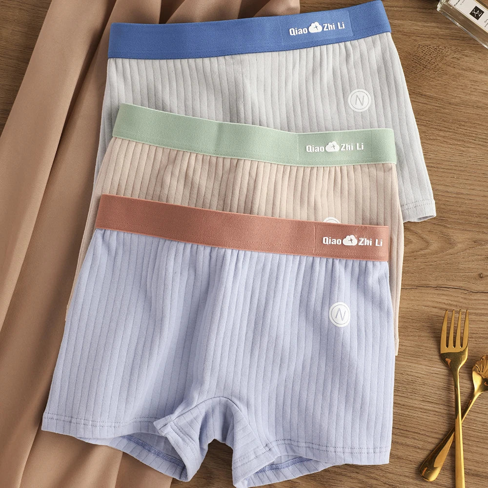 Women's 3-Pack Cotton Striped Breathable Briefs - Comfortable and Stylish Underwear Set
