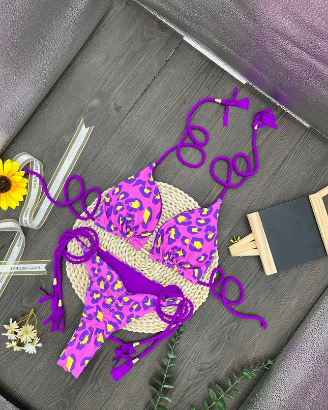 Leopard Pattern Bikini Set Women's Swimsuit Beachwear