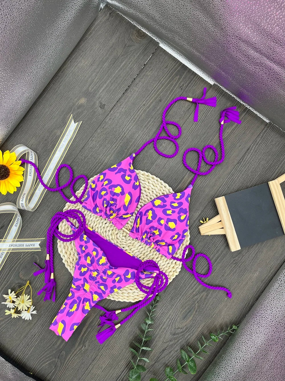 Leopard Pattern Bikini Set Women's Swimsuit Beachwear