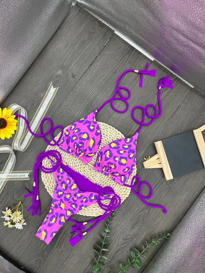 Leopard Pattern Bikini Set Women's Swimsuit Beachwear