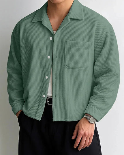 Men's Corduroy Casual Turn-Down Collar Button-Down Shirt