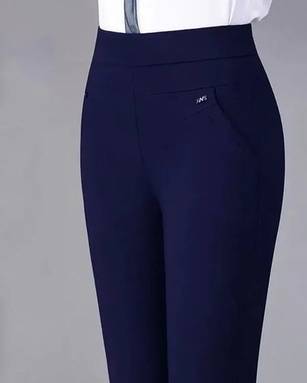 Women's Thick Fleece High-Waist Straight Pants with Elastic Waist