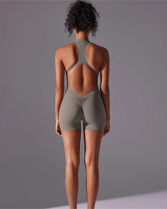 Women's Fitted Zippered Sports Unitard - High-Performance Athletic Jumpsuit for Women