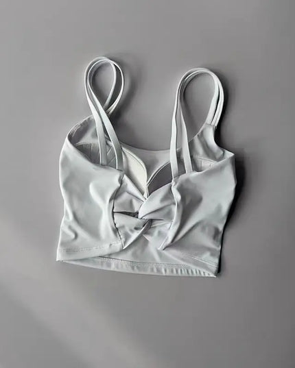 Women's Push-Up Sports Bra with Fixed Padding and Knotted Back