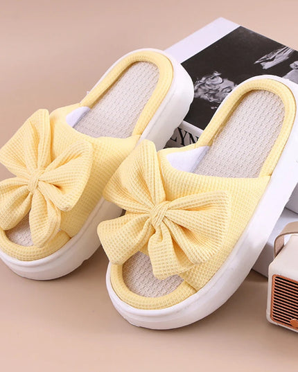 Women's Bowknot Slippers - Thick Sole, Non-Slip Indoor Shoes