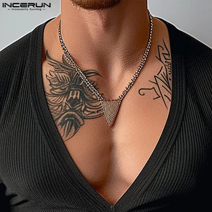Incerun Men's Knitted Deep V-Neck Casual Sweater