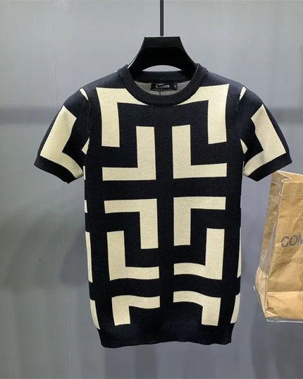 Men's Luxurious Knitted Short Sleeve T-Shirt - Slim Fit - Various Colors