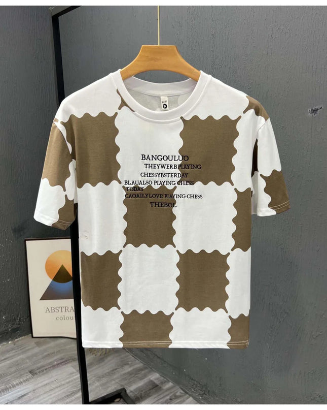 Men's Plaid Short-Sleeve T-Shirt with Embroidery