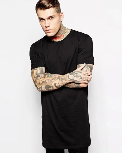 Men's Long Cotton T-Shirt - Comfortable & Stylish Fit for Everyday Wear