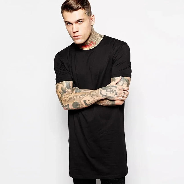 Men's Long Cotton T-Shirt - Comfortable & Stylish Fit for Everyday Wear