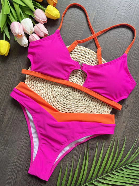 Women's Brazilian Two-Piece Triangle Thong Bikini Set