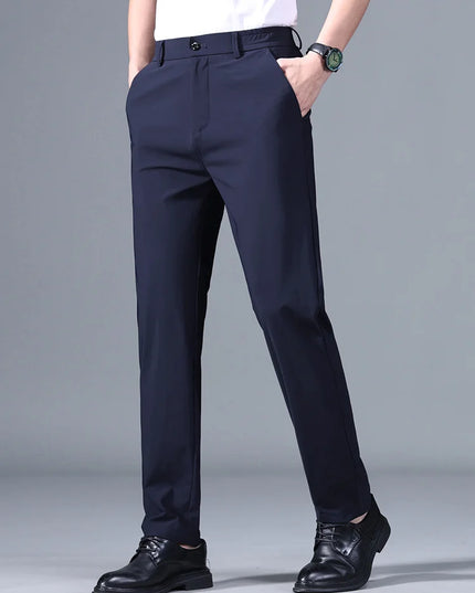 Men's Korean Classic Stretch Trousers with Elastic Waist - Slim Fit