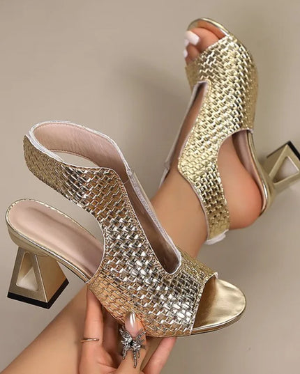 Women’s Casual Open-Toe High-Heel Sandals with Fish-Mouth Design