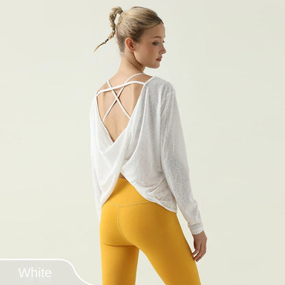 Women's Crossover Back Long Sleeve Sweater