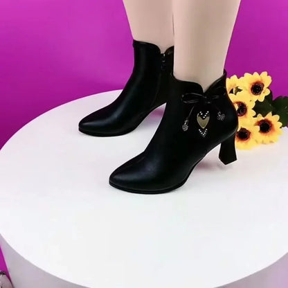 Women's Zip-Up Heeled Boots - Various Colors