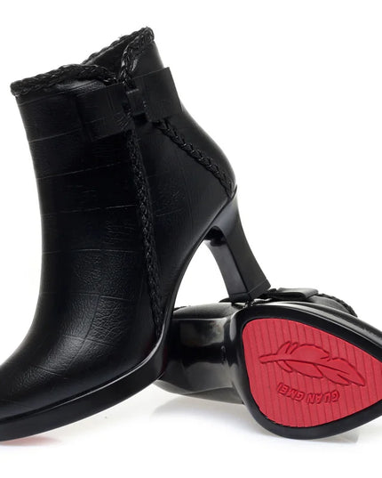 Velvet Stiletto Heel Ankle Boots for Women with Platform and Pointed Toe