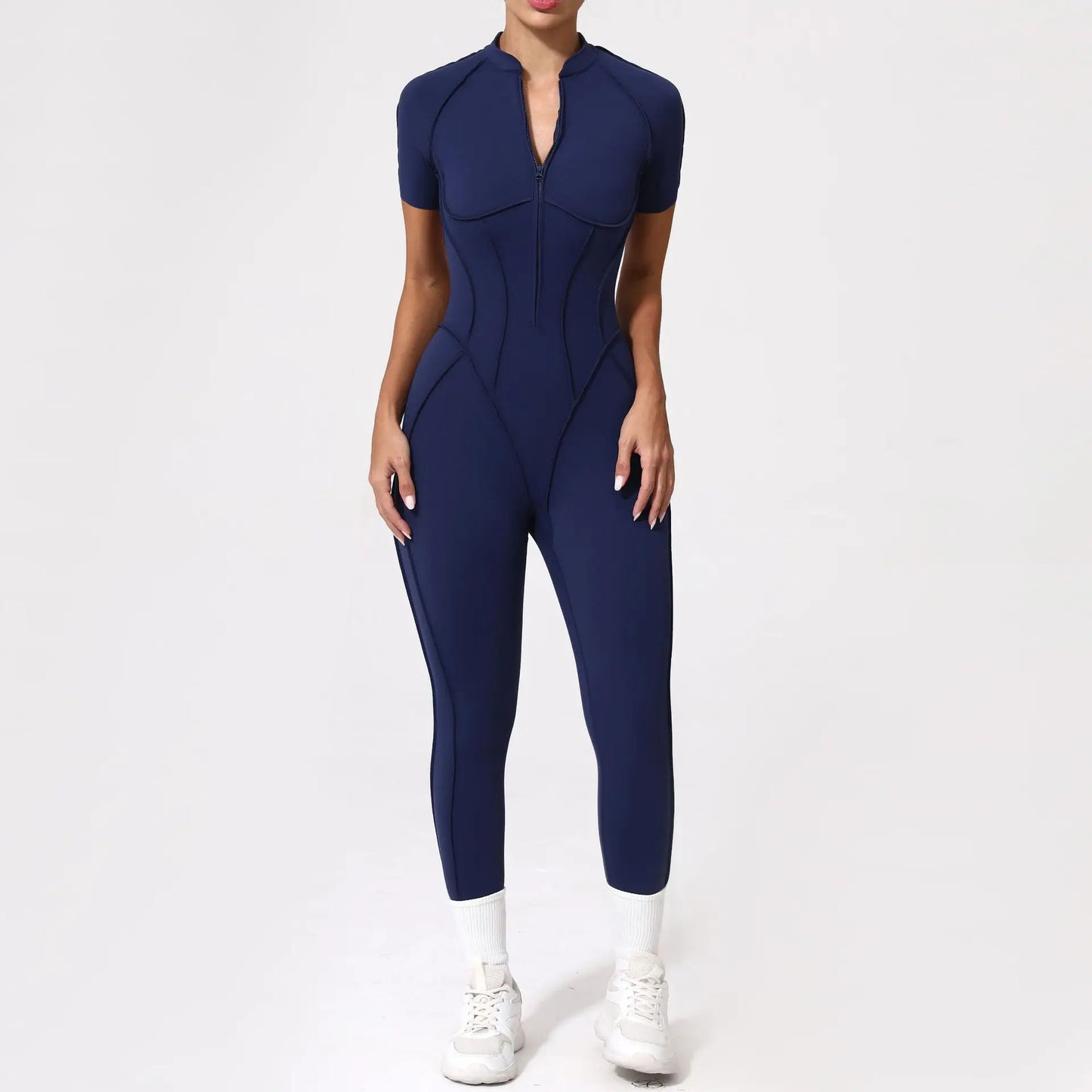 Women's Fitness Jumpsuit with Zipper - Activewear Bodysuit for Workout & Gym