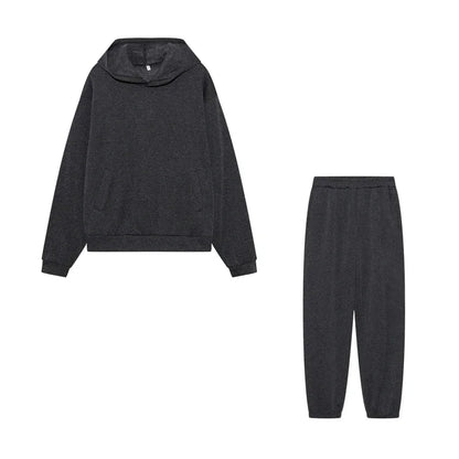 Women's Thickened Long-Sleeve Hoodie and Drawstring Pants Set
